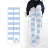 Calcetines por encima de la rodilla con estampado de pata de gato Kawaii, medias de estilo Lolita, terciopelo gótico, hasta el muslo ► Foto 2/6