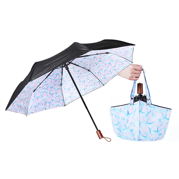 Только Jime новая сумка зонтик маленький свежий снаружи черное покрытие Зонты твердая деревянная ручка креативная сумка Анти-УФ зонтик
