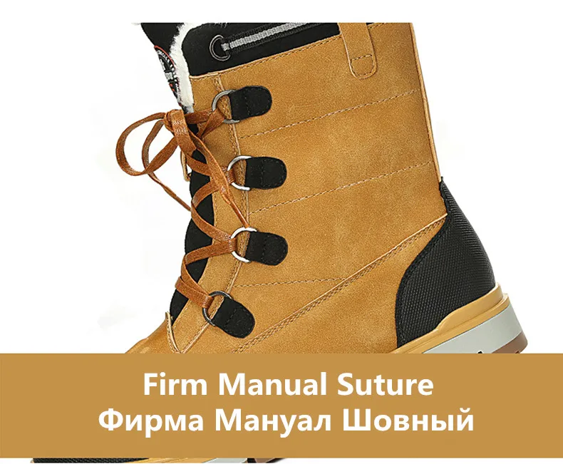 Fhlyiy Brand New Quality Waterproof Snow Boots Super Warm Plush Men's Boots Winter Fur Ankle Boots Comfortable Motorcycle Boots