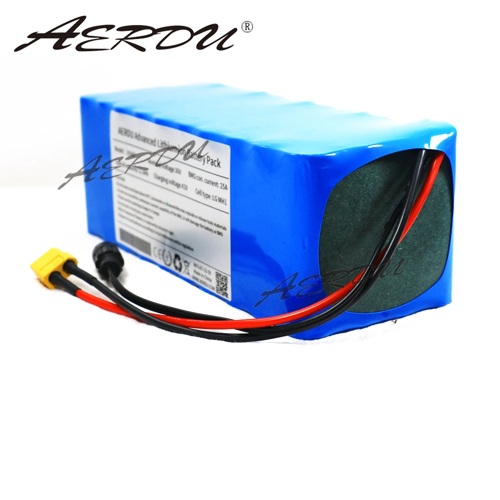 AERDU 36V 12.8Ah 10S4P для LG MH1 500W 600W 13ah 12ah 25A BMS 42V литиевая аккумуляторная батарея ebike Электрический автомобильный велосипед мотор скутер