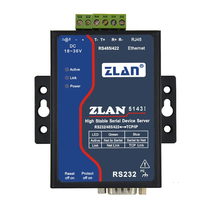 ZLAN5143I промышленная изоляция RS232 RS485 RS422 к Ethernet TCP/IP конвертер многохост Modbus шлюз