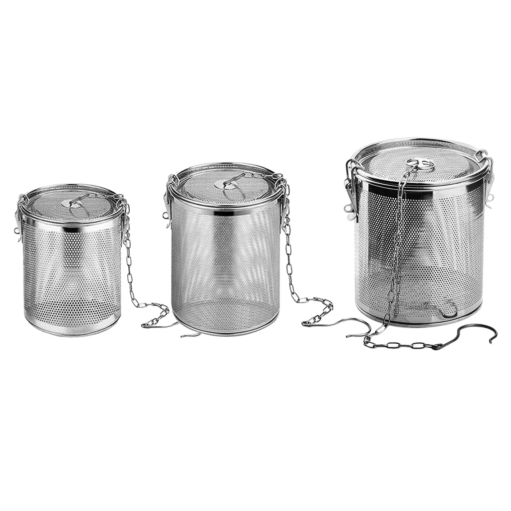 Stainless Steel Tea Ball Strainer Soup Seasonings Separation Basket Spice Filter with Extended Chain Hook for Home Kitchen