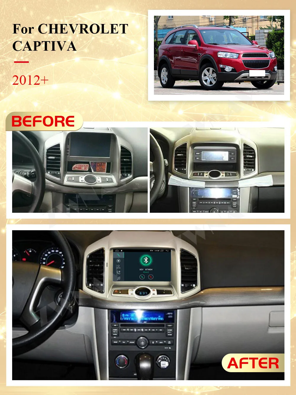 2 Din Carplay Android Radio Receiver Multimedia For CHEVROLET Captiva 2012 2013 2014 2015 2016 2017 2018 GPS Recorder Head Unit