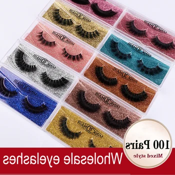 

Wholesale Eyelashes 20/30/50/100 Pairs 3D Real Mink lashes Bulk Natural Long False Eyelashes Hand Made False Lashes extension