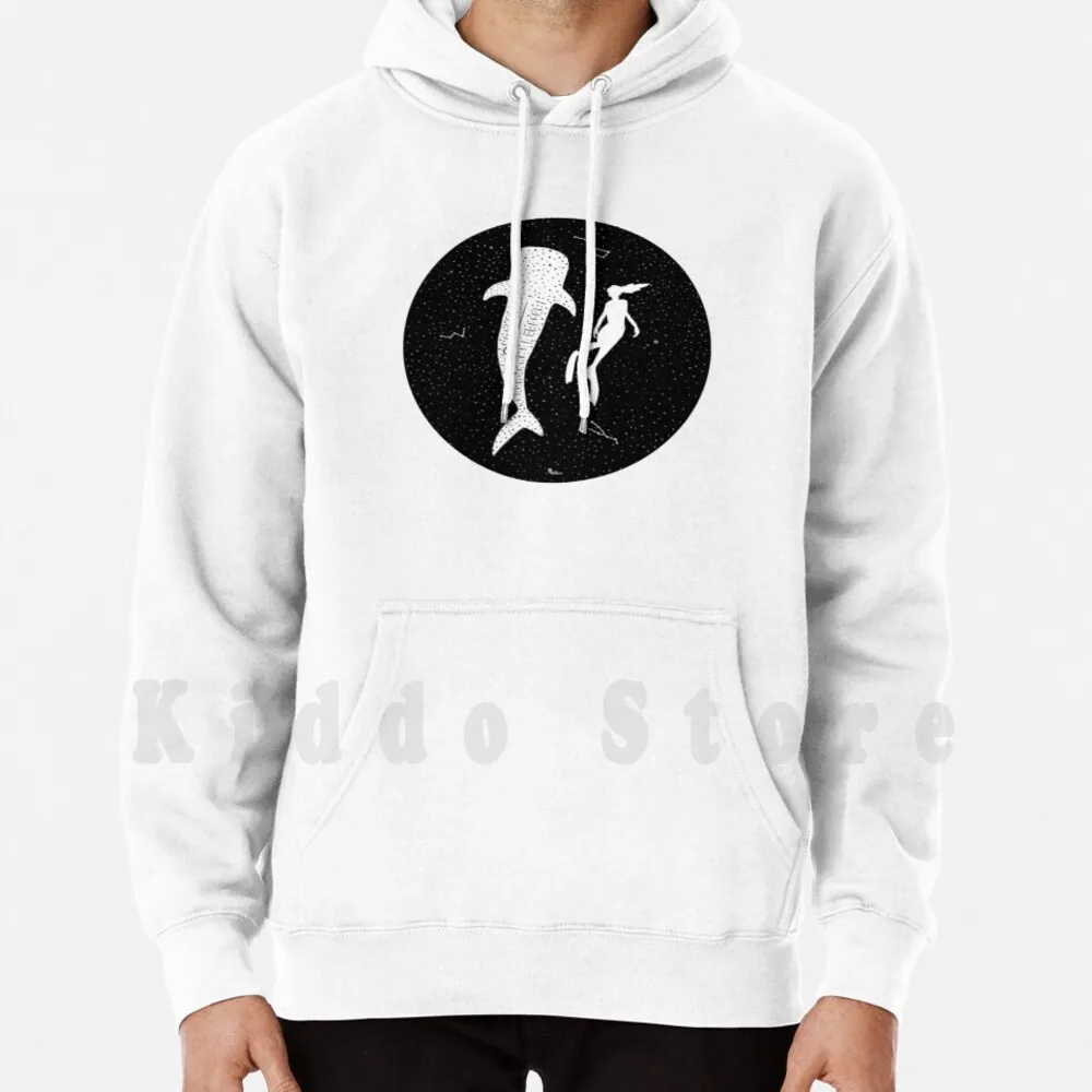 Love The Ocean Felpe Con Cappuccio Manica Lunga Love Ocean Girls Whale Shark Swim Space Stars Dream Black White March