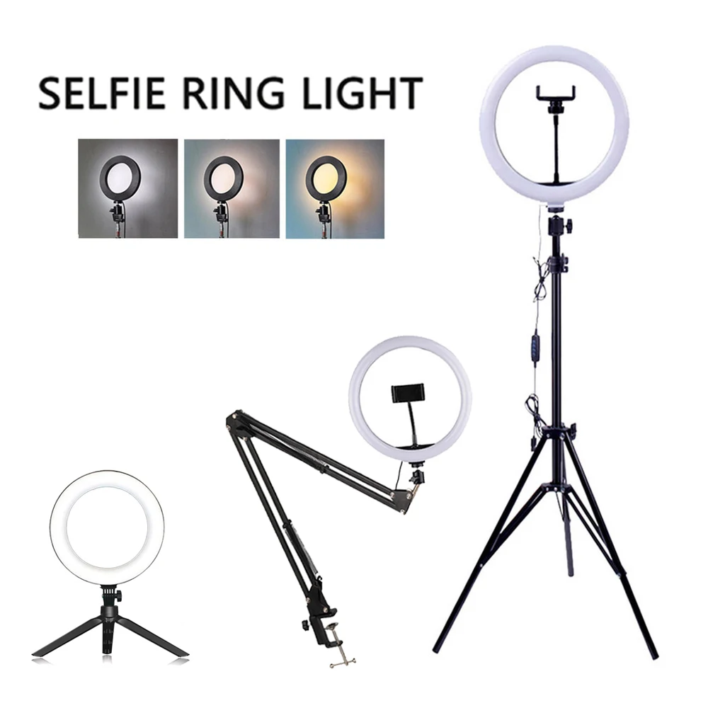 LED Light Ring Lamp Tripod Round Selfie Ring Light with Tripod for Mobile Phone tiktok youtube Photography Lamp Hoop Ringlights
