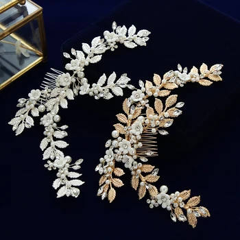 

Fashion Leaves Brides Barrettes Hair Combs Pearls Headbands Bridal Wedding Hair Accessories