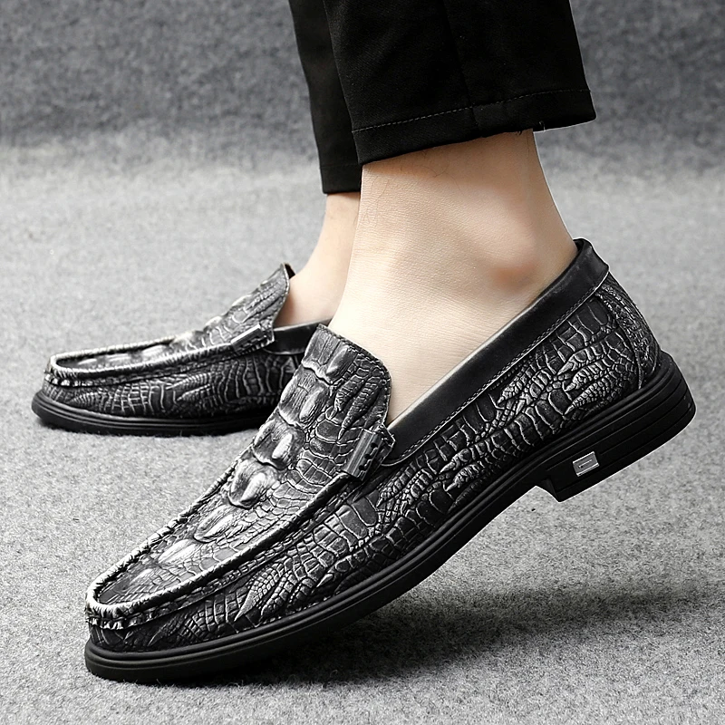 crocodile skin loafer shoes men genuine leather slip-on moccasins handmade man casual shoes drive walk luxury leisure Zapatos - Image 4