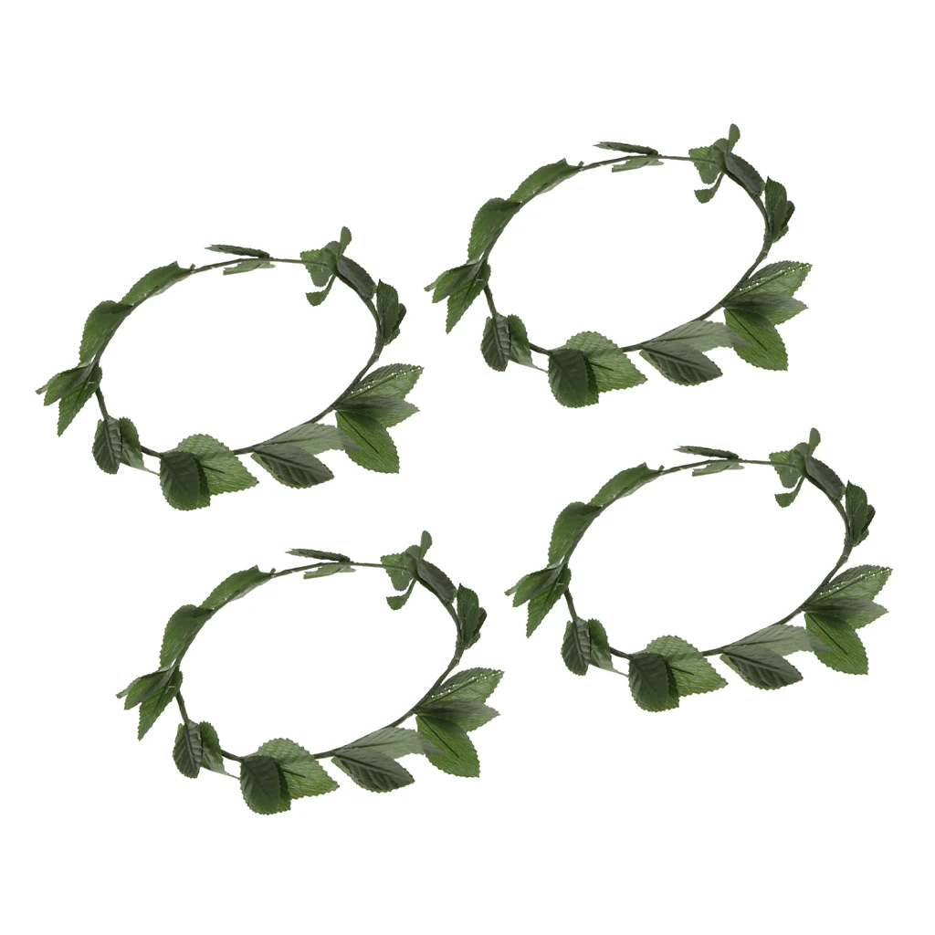 4 Pieces Green Leaves Roman Greek Goddess Laurel Wreath Fancy Dressing up Party Headband Women Hair Accessories