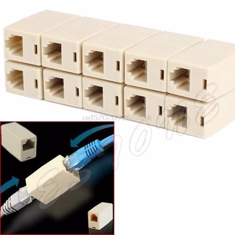 10pcs RJ45 CAT5 Coupler Plug Network LAN Cable Extender Connector Adapter