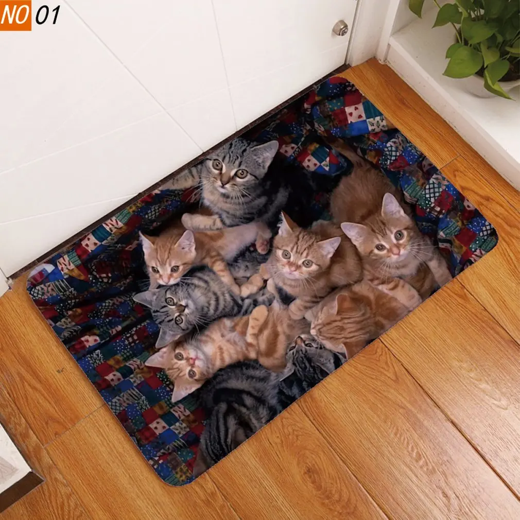 3D Kawaii Cat Print Добро пожаловать Коврики для спальни прихожей ковер
