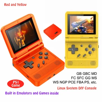 

V90 Retro Game Console Flip Linux System Handheld Game Console 64 bit Portable Video Game Console For PS1 NES SFC
