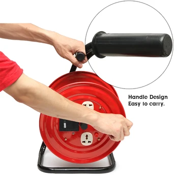 

Efficient 220V Multi-Outlet 3 Plug Heavy Duty Red Electrical Extension Cord Reel Storage Wind-Up Reel Cable Reel