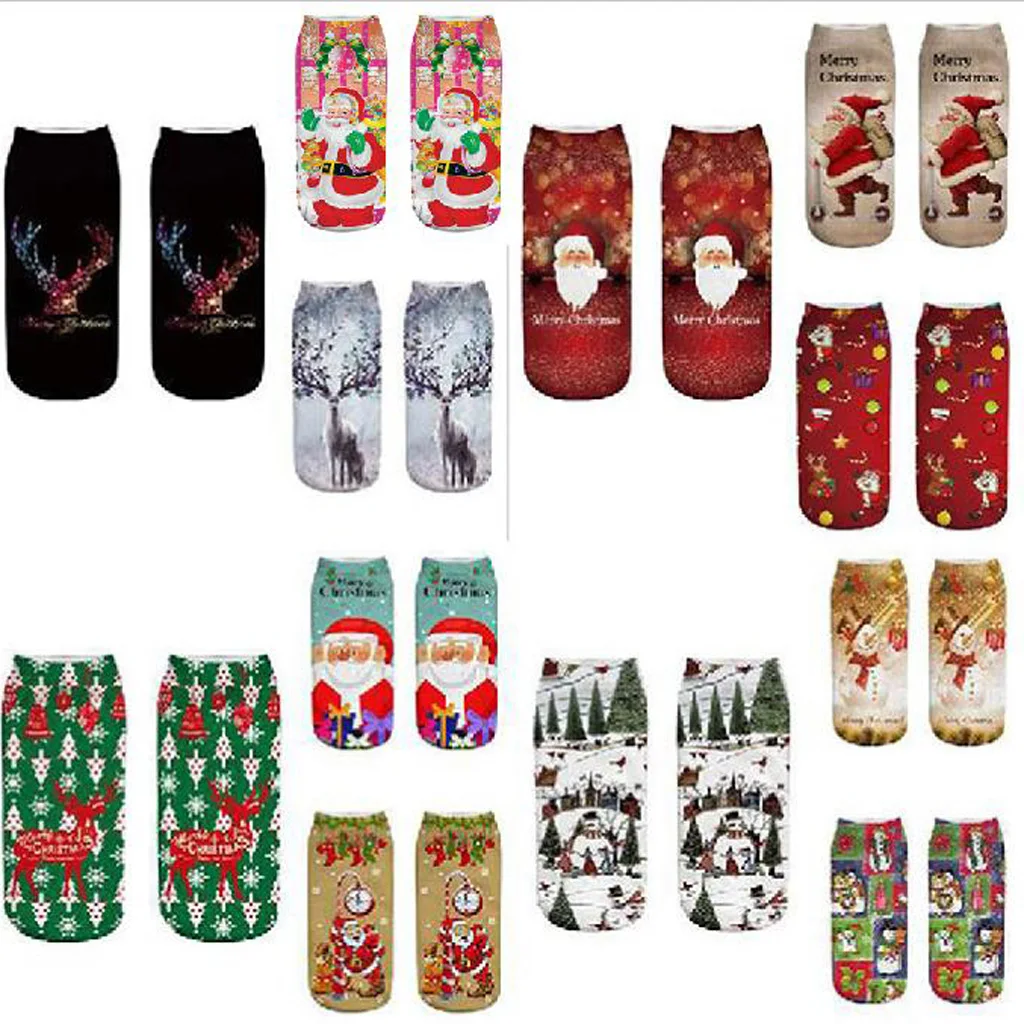 Носки Рождественская масса зимние забавные носки повседневные рабочие деловые носки рождественский мультяшный принт лося средние спортивные носки W1118