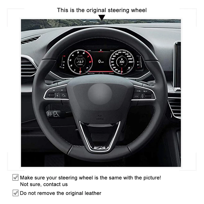 Ручная работа искусственная кожа черный цвет для Seat Leon Arona Ateca Alhambra 5F Mk3 Ibiza 6J