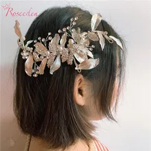 Ручной работы Великолепный лист Свадебная Расчёска для волос, Шпилька серебро невесты аксессуары для волос сияющая бижутерия со стразами свадебный головной убор RE3376