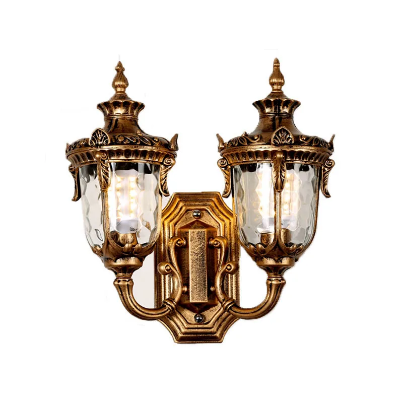 Outdoor Waterproof Wall Lamp Double Head Outdoor Lamp European Retro Villa Landscape Garden Fence