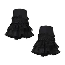Gothic Retro Black Detachable Sleeve Fake Cuffs Multi Layer Ruffles Lace Patchwork Lolita Princess Sweater Decorative Wristband