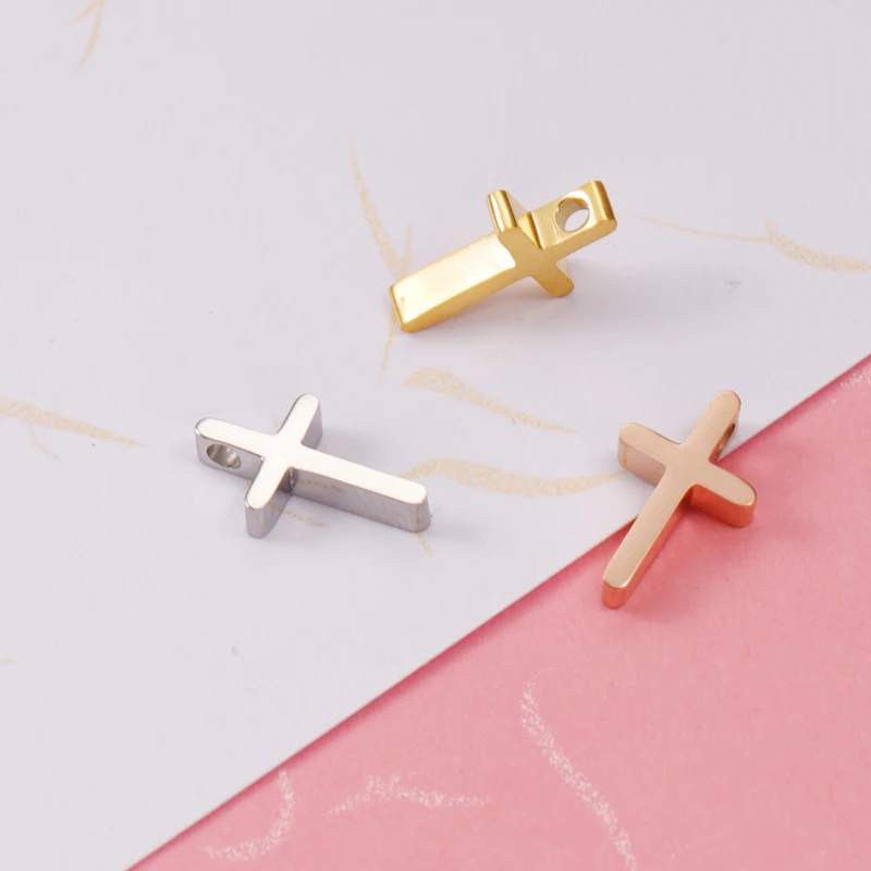Fnixtar 20Pcs Cute Crosses Charms Mirror Polish Stainless Steel