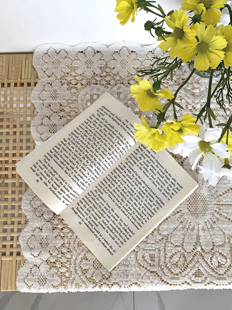 

White Tablecloth Wedding Table Cloth Lace Tablecloth Sofa Asciugamano, Tappetino Da Tavolo, Panno Di Fondo, Comodino Outdoor