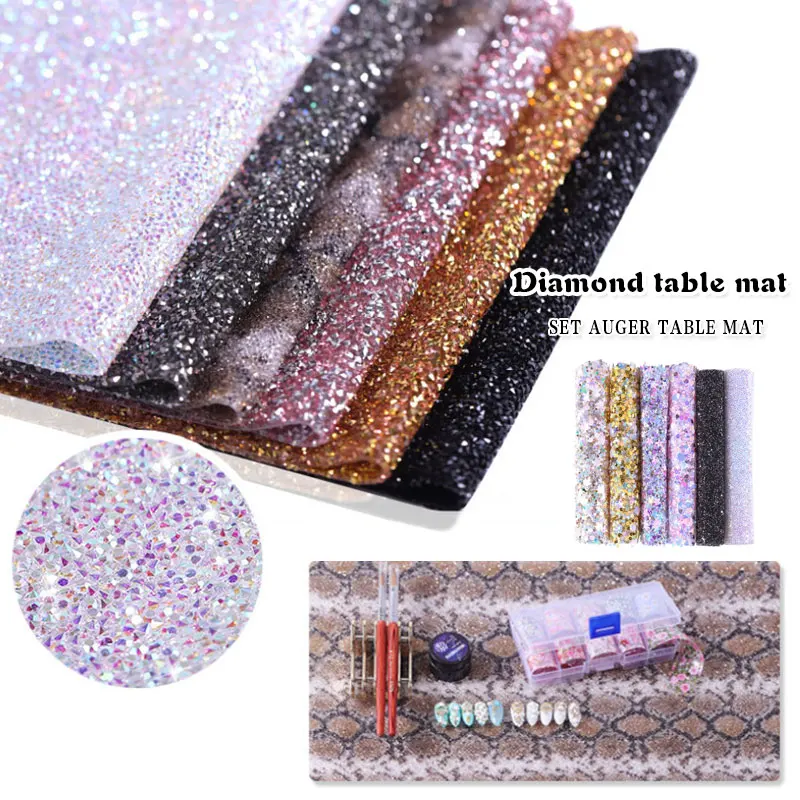 

40*24cm Diamond Nail Art Table Mat Starfish Snow Mixed Mermaid Sequin Nail Mat Hand Pillow, Frosted Hand Frame Manicure Tool