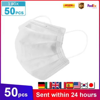 

50pcs 3 layers Non-woven Anti-dust Masks Disposable Safe Breathable Face Mouth Mask Earloop Filter Safety Masks