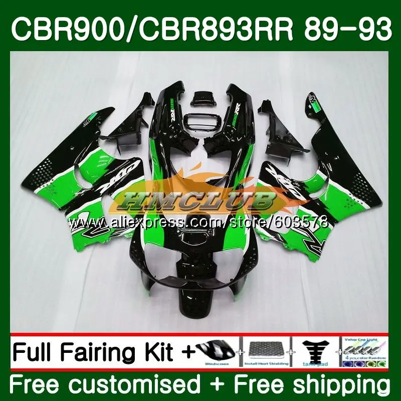 Body For HONDA CBR900RR CBR 893RR 1989 1990 1991 1992 1993 Black Green 92CL.83 CBR900 CBR893 RR CBR893RR 89 90 91 92 93 Fairing - Color: No. 1