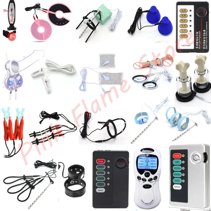 Teaser Electric Shock Sex Toys Electro Pulse Anal Plug Penis Plug Nipple Clamp Cock Ring Strong Power Box SM Product Accessories
