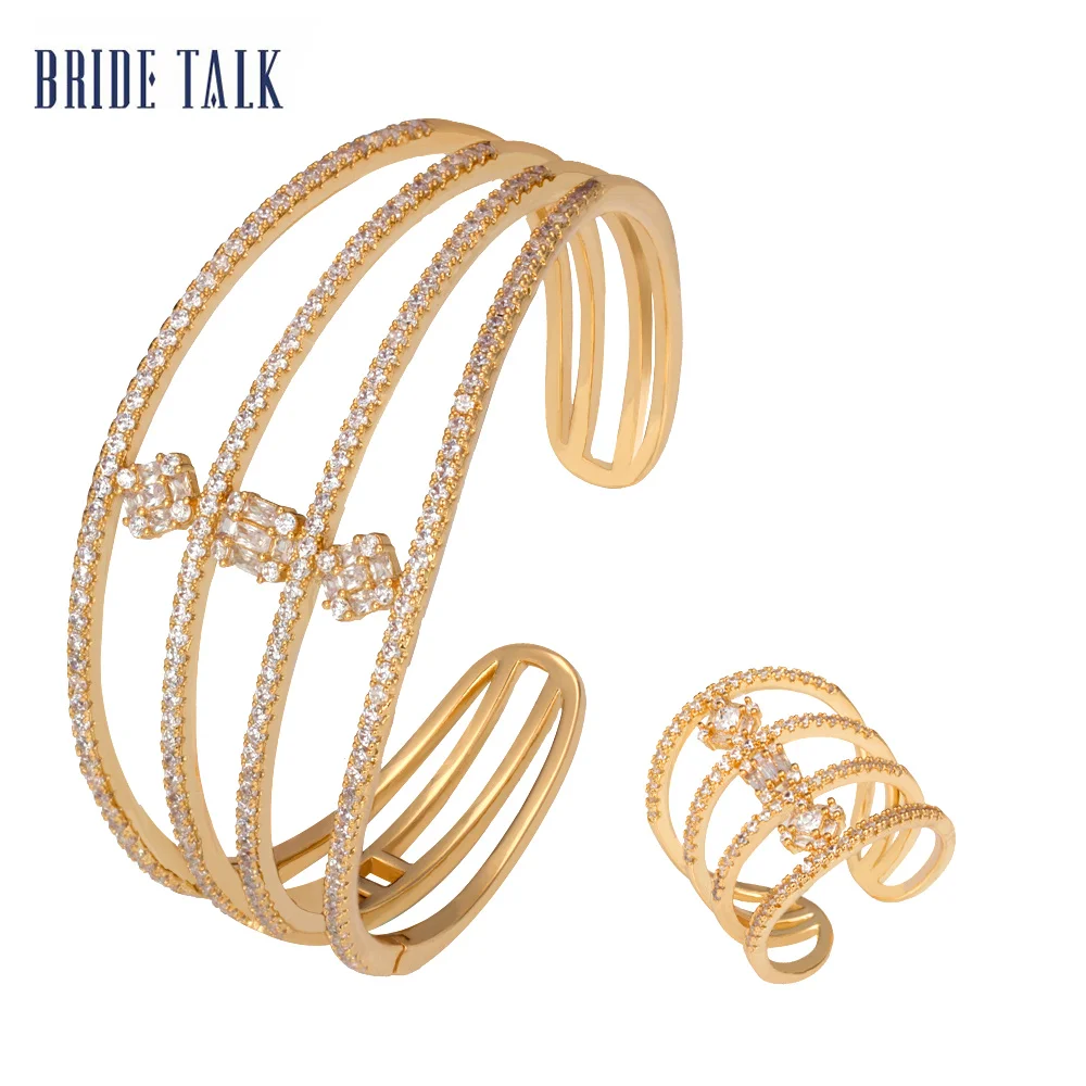

BRIDE TALK 2019 Luxury jewelry silver bangle ring set copper bangles women