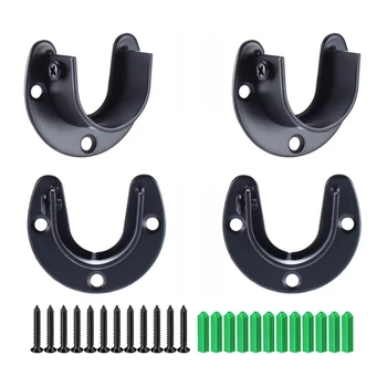 

4 Packs Heavy Duty Stainless Steel End Supports Closet Pole Sockets 1 Inch Flange Rod Holder with Screws (U-Shaped)