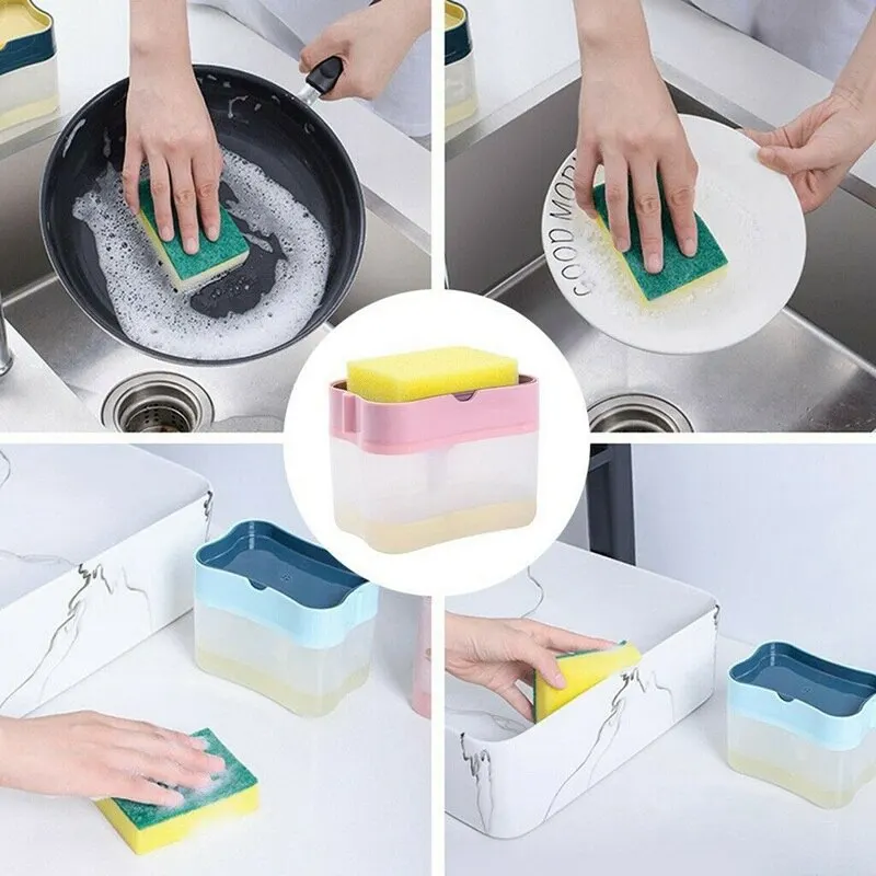

Hand Press Soap Lye Storage Box Detergent Filling Injector Sponge Automatic Soap Pump Dispenser Kitchen