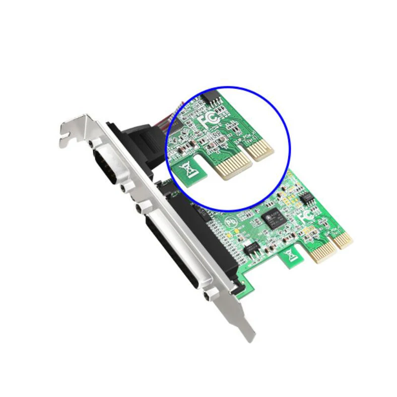 HOT-RS232 Serial 9Pin последовательный порт COM& DB25 параллельный порт Райзер-карта PCIe PCI-E карта с разъемом PCI Express адаптер конвертер AX99100 1P1S