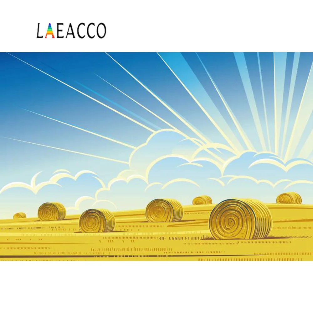 Laeacco Kid фотофоны с осенней стопкой сена пасмурная Radation Stipes детский портретный