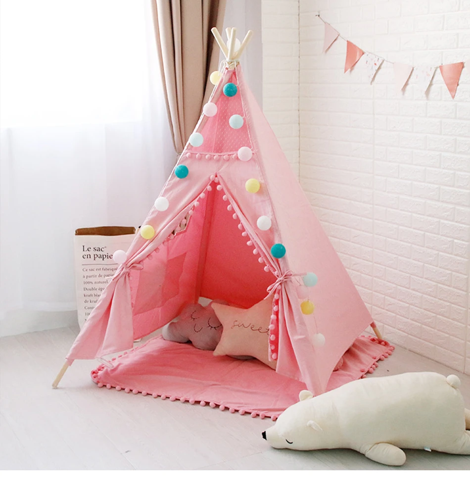 Большая небеленая парусиновая палатка-Типи, портативная детская палатка, индийские игрушечные палатки, детские палатки, маленькие украшения для дома