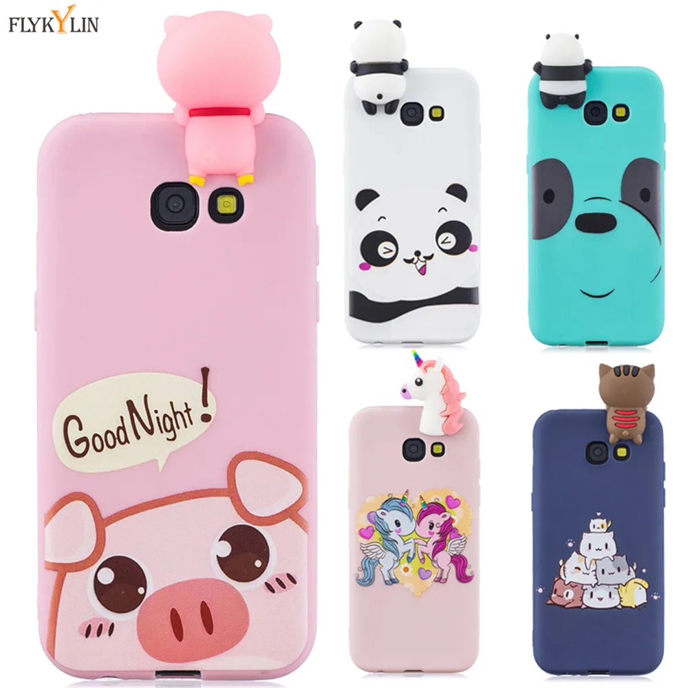 Silicone case for Samsung Galaxy A5 2017 Case 3D Unicorn Panda Bear Cover on sFor Coque A3 A7 Cases Funda |