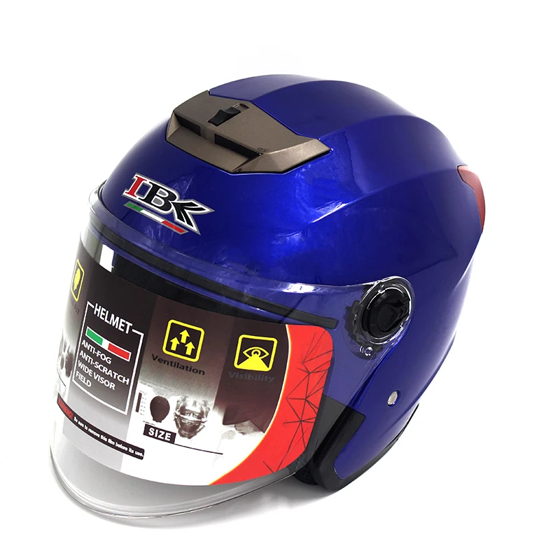 Стиль IBK мотоциклетные шлемы Электрический велосипед Casco шлем унисекс 3/4 анти-УФ с открытым лицом двойной козырек Четыре сезона шлем - Цвет: blue