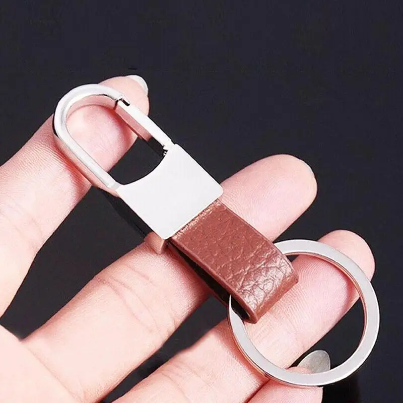 1Pcs Men Fashion Style Leather Clip Keychain Creative Metal Car Key 