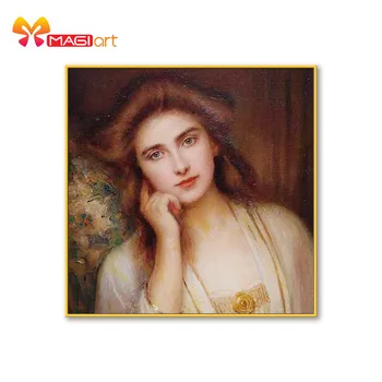 

Cross stitch kits Embroidery needlework sets 11CT water soluble canvas patterns 14CT European classical style lady -NCMP058