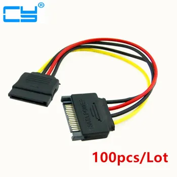 

100pcs/lot SATA 15pin Male to Female SATA hard disk Power Extension Cable Sata M to Sata F cable for HDD for PC 20cm