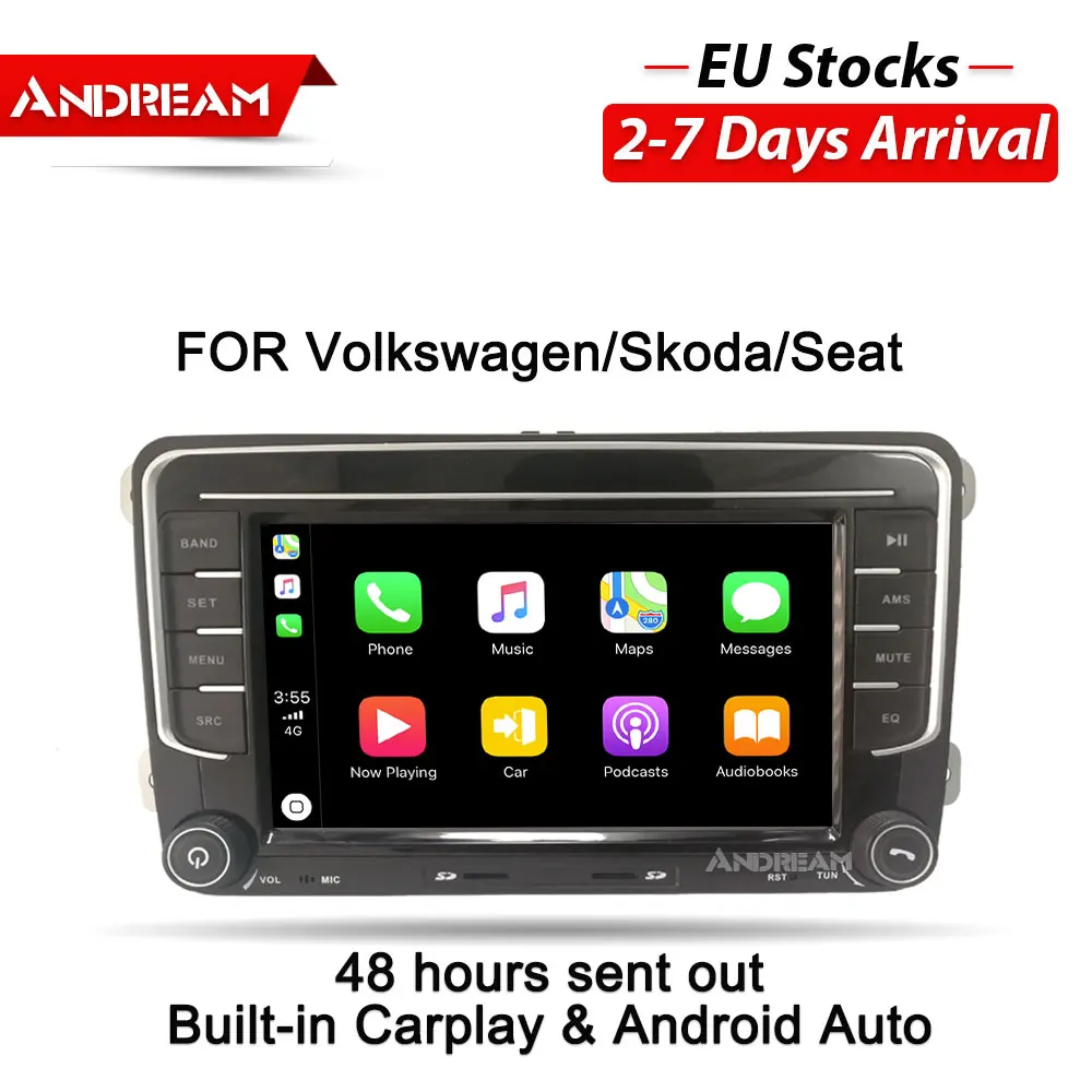 Европейский запас 8 &quot2 Din стерео радио с CarPlay &amp Android авто для VW POLO PASSAT TOURAN Golf 5 6 Skoda