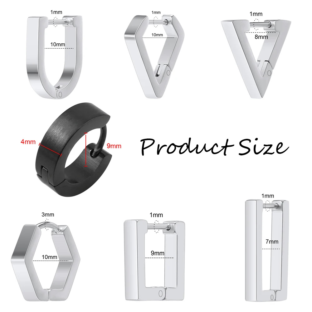 Stainless Steel Hoop Earrings for Women Men Black Rose Gold Plated Circle Round Earring Geometric Classic Cartilage Earrings