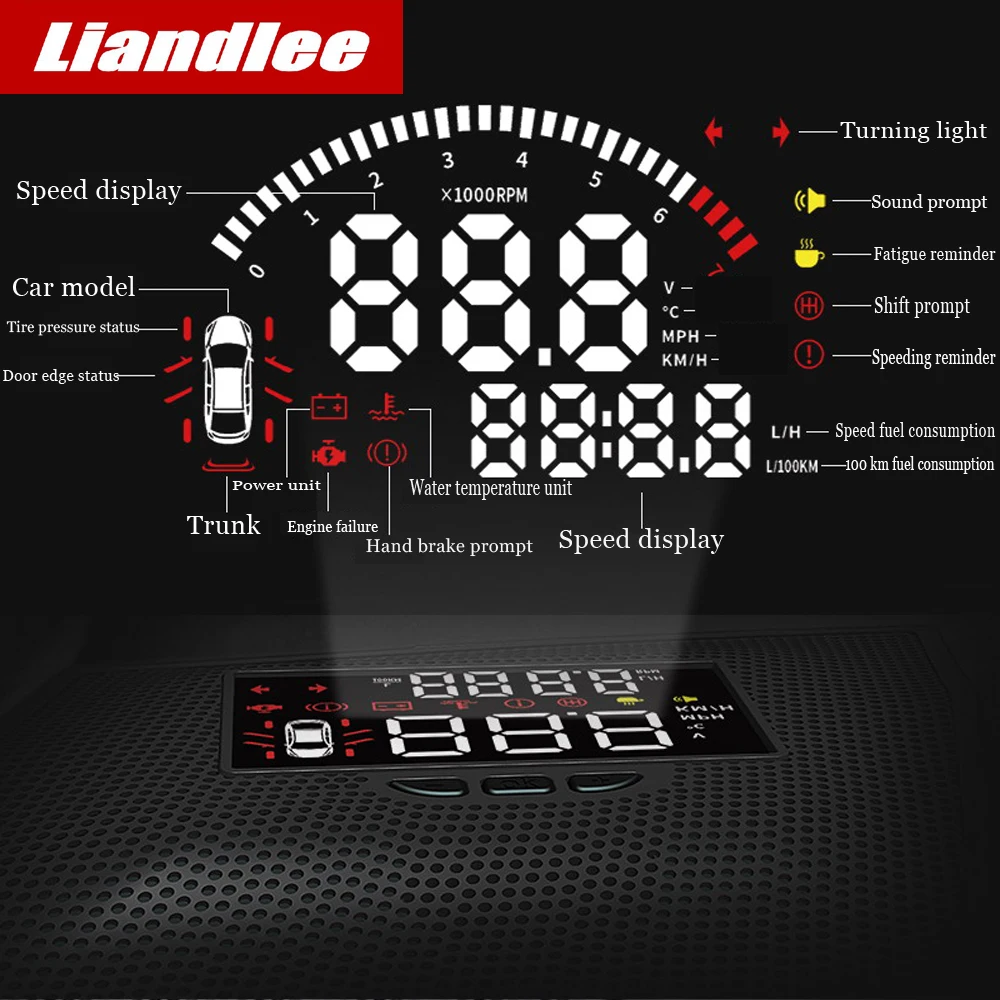 Liandlee For Mazda 6 For mazda6 HD Projector Screen Overspeed Alert Alarm Detector Car Head Up Display HUD