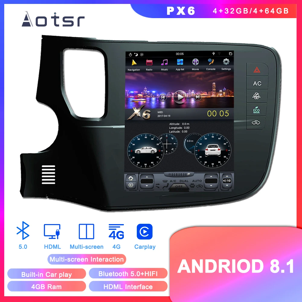 

Tesla Style Android 8.1 GPS Navigation DVD Player For Mitsubishi outlander 2014-17 Car Auto Radio Stereo Multimedia Unit Player