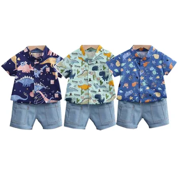 

Summer Baby Boys Clothing Set Casual Cartoon Dinosaur Clothes Shorts Shirt baby infant Birthday suit Kids wear 0 1 2 3 4years