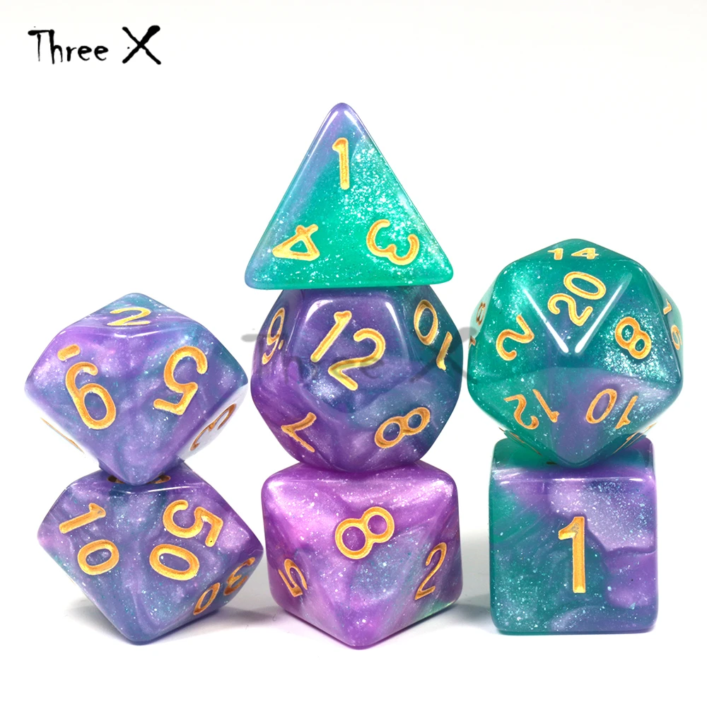 High Quality 15 Color Creative Universe Galaxy Dice Set Of D4 D Glitter Powder Amazing Effect For Dnd Rpg Board Games Aliexpress