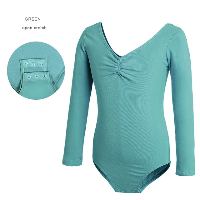 Ballet Leotards Kids Gymnastics Leotard Girls Dance Bodysuit Dancewear Dance Costumes Toddler Cotton Dance Leotard Short Sleeves Green