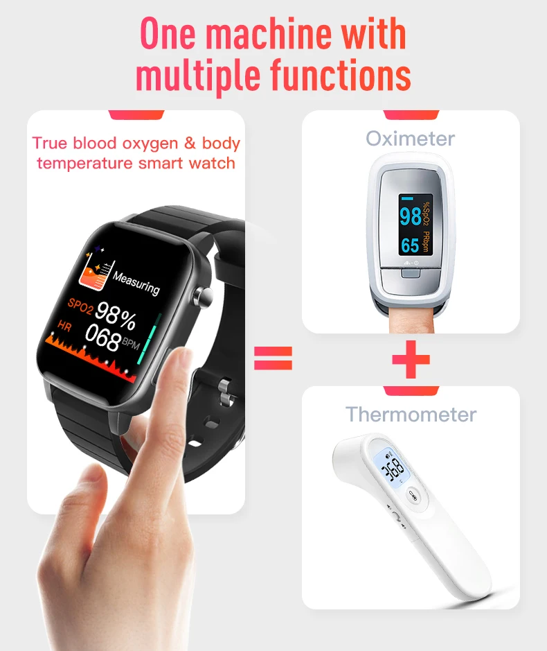 Fitness Tracker Body Temperature Heart Rate Blood Pressure Blood Oxygen Smart Watches with ECG PPG SPO2 for Old Men Women SP1