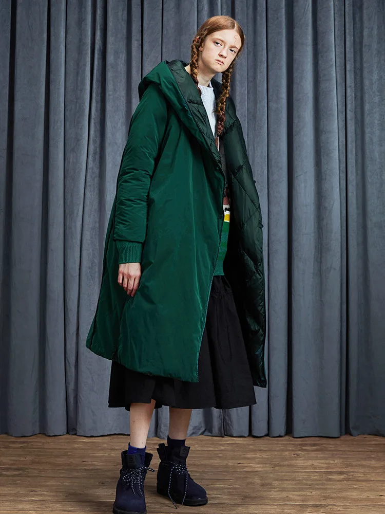 Blackish green Abrigos mujer invierno зимняя женская Оригинальная дизайнерская Короткая Повседневная Свободная Двусторонняя теплая длинная белая куртка-пуховик - Цвет: Blackish green