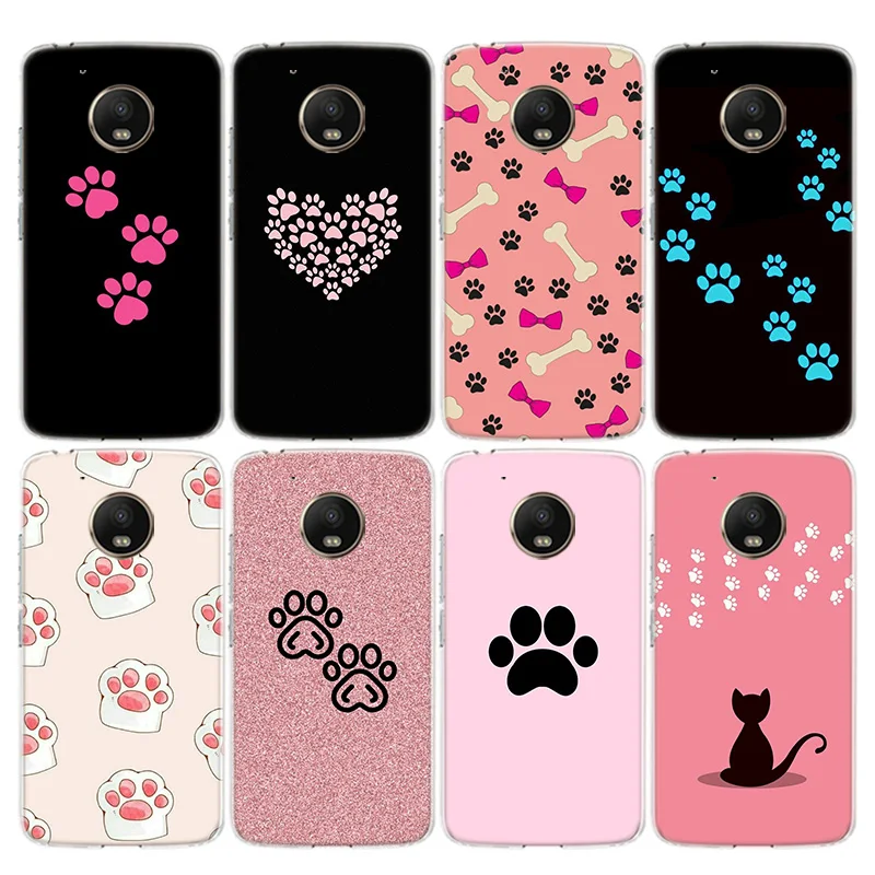 cat Dog paw design Phone Case For Motorola Moto G9 G8 G7 G6 G5S E6 E5 Plus Power Play + EU One Action Macro Vision Cover | Мобильные