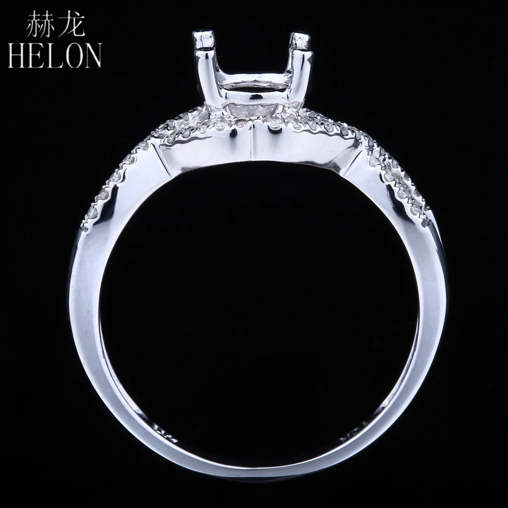 HELON Solid 14k белое золото женские трендовые ювелирные изделия настоящие натуральные бриллианты обручальное кольцо круглая установка 5,75-6,75 мм